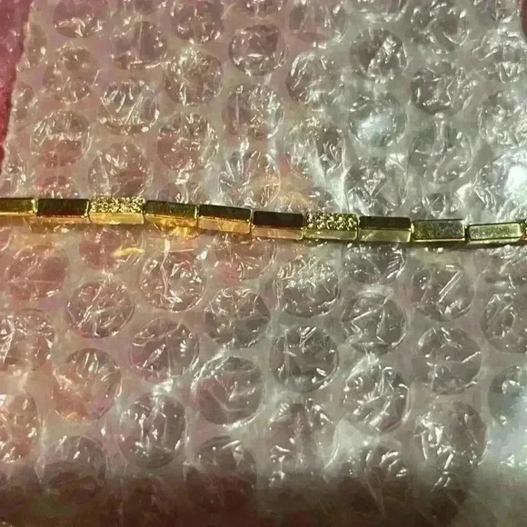 Baublebar Necklace NWT gold square link rhinestone new gift jewelry - Picture 2 of 4